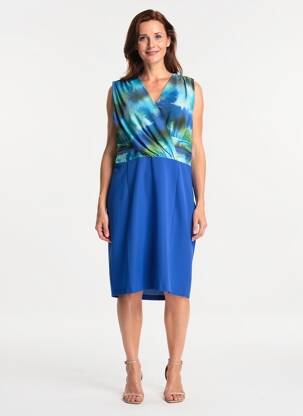 Robe mi-longue imprimé fantaisie sans manche bleu GREGORY PAT femme