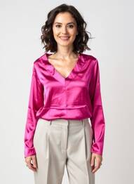 Top coupe fluide manches longues rose LEO & UGO femme