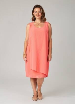 Robe mi-longue coupe fluide sans manche orange GREGORY PAT femme
