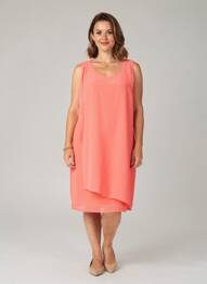Robe mi-longue coupe fluide sans manche orange GREGORY PAT femme