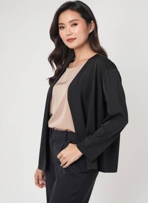 Gilet manches longues manches 3/4 noir GREGORY PAT femme