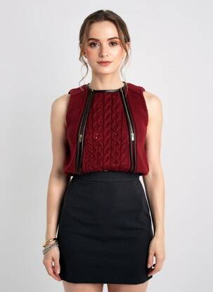 Pull resserrée sur le bas sans manche rouge ANNA RITA N femme