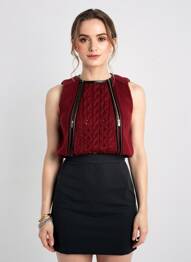 Pull col rond sans manche rouge ANNA RITA N femme
