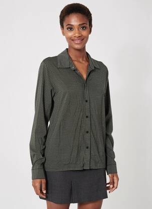 Chemisier coupe cintrée manches longues noir MAJESTIC FILATURES femme