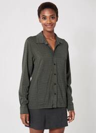 Chemisier coupe cintrée manches longues noir MAJESTIC FILATURES femme