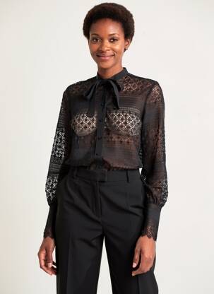 Chemisier col mao manches longues noir VALERIE KHALFON femme