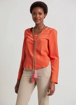 Blouse col rond manches longues orange ELLA LUNA femme