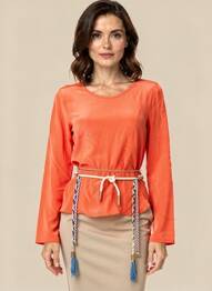 Blouse col rond manches longues orange ELLA LUNA femme