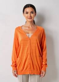 Gilet manches longues resserrée sur le bas orange ZYGA femme