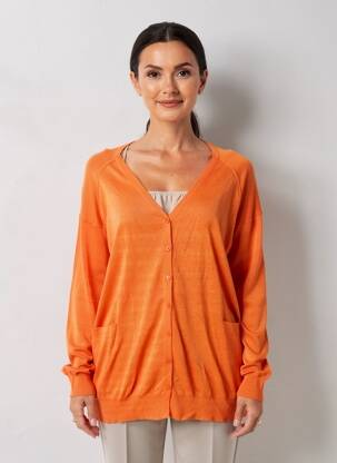 Gilet manches longues resserrée sur le bas orange ZYGA femme