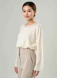 Top col rond manches longues blanc MAJESTIC FILATURES femme
