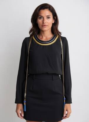 Blouse col rond manches longues noir ELLA LUNA femme