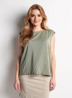 Top sans manche sans manche vert MAJESTIC FILATURES femme