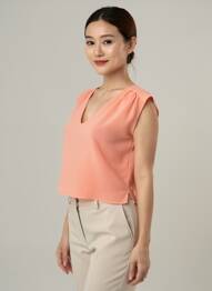 Top col v sans manche rose CHACOK femme