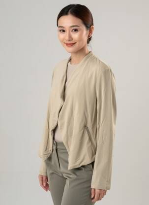 Veste casual coupe droite beige MAJESTIC FILATURES femme