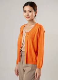 Gilet manches longues manches longues orange ZYGA femme