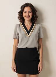 Top manches courtes manches courtes gris ELLA LUNA femme