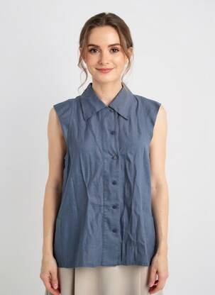 Chemisier coupe droite sans manche bleu ZYGA femme
