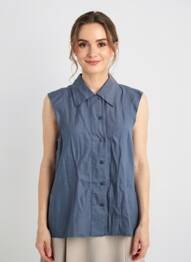 Chemisier coupe droite sans manche bleu ZYGA femme