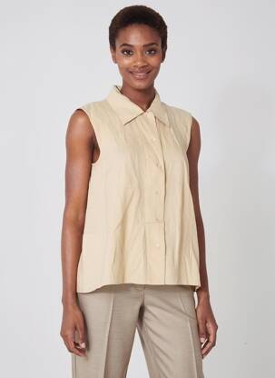 Chemisier coupe droite sans manche beige ZYGA femme