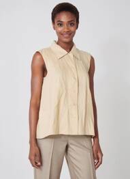 Chemisier coupe droite sans manche beige ZYGA femme