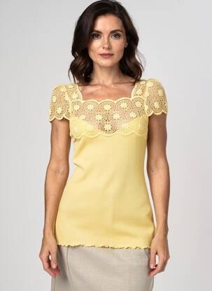 Top col carré manches courtes jaune OSCALITO femme