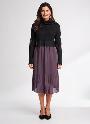 Robe mi-longue manches longues manches longues noir ANNA RITA N femme