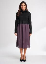 Robe mi-longue manches longues manches longues noir ANNA RITA N femme