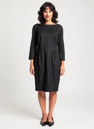 Robe mi-longue manches longues manches longues noir ZYGA femme