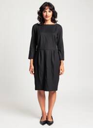 Robe mi-longue manches longues manches longues noir ZYGA femme