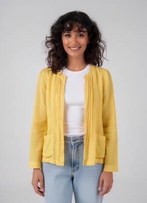 Veste casual col rond jaune ZYGA femme