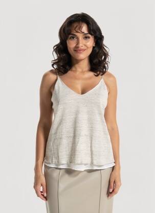 Top coupe cintrée fines bretelles gris MAJESTIC FILATURES femme