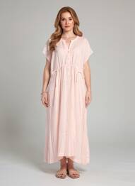 Robe longue manches courtes manches courtes rose ZYGA femme