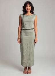 Robe longue sans manche sans manche vert MAJESTIC FILATURES femme