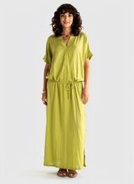 Robe longue manches longues manches longues vert MAJESTIC FILATURES femme