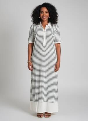 Robe longue manches courtes manches courtes blanc MAJESTIC FILATURES femme