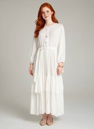 Robe longue manches longues manches longues blanc CHIARA FIORINI femme