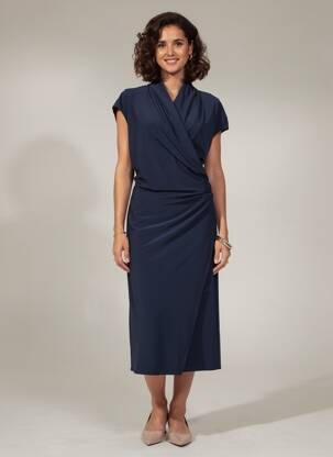 Robe mi-longue manches courtes manches courtes bleu HOTEL PARTICULIER femme