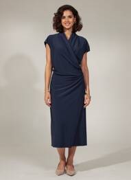 Robe mi-longue manches courtes manches courtes bleu HOTEL PARTICULIER femme