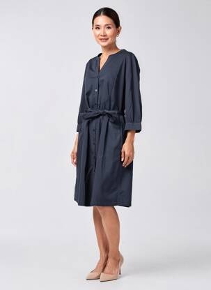 Robe mi-longue manches longues manches longues bleu ZYGA femme