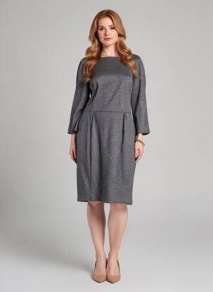 Robe mi-longue manches longues manches longues gris ZYGA femme
