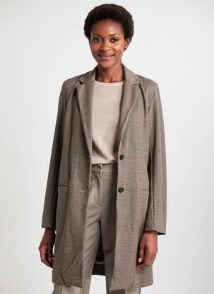 Veste casual col tailleur marron MAJESTIC FILATURES femme
