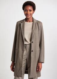 Veste casual col tailleur marron MAJESTIC FILATURES femme