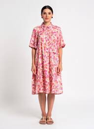 Robe mi-longue manches courtes manches courtes rose ZYGA femme