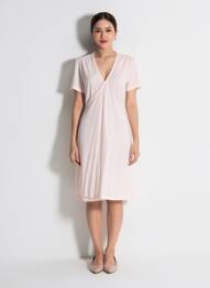 Robe mi-longue manches courtes manches courtes rose MAJESTIC FILATURES femme