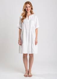 Robe mi-longue manches courtes manches courtes blanc ZYGA femme