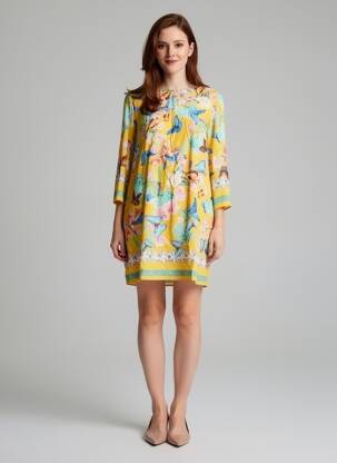Robe courte manches longues manches longues jaune CHIARA FIORINI femme