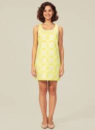Robe courte sans manche sans manche jaune ELLA LUNA femme