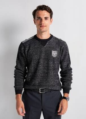Pull maille souple et aérée manches longues noir KAPORAL homme