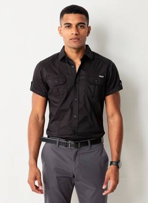 Chemise manches courtes poches noir KAPORAL homme